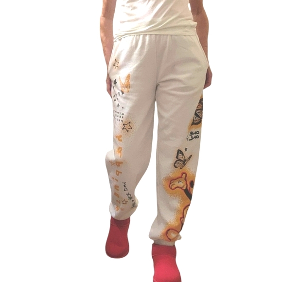 Disney Mickey Mouse Happiness Star Fleece Sweatpants sz M white - Picture 11 of 11